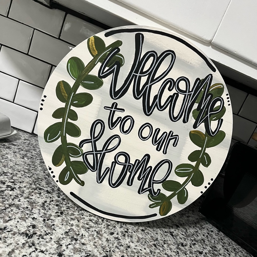 Welcome to our home - door hanger